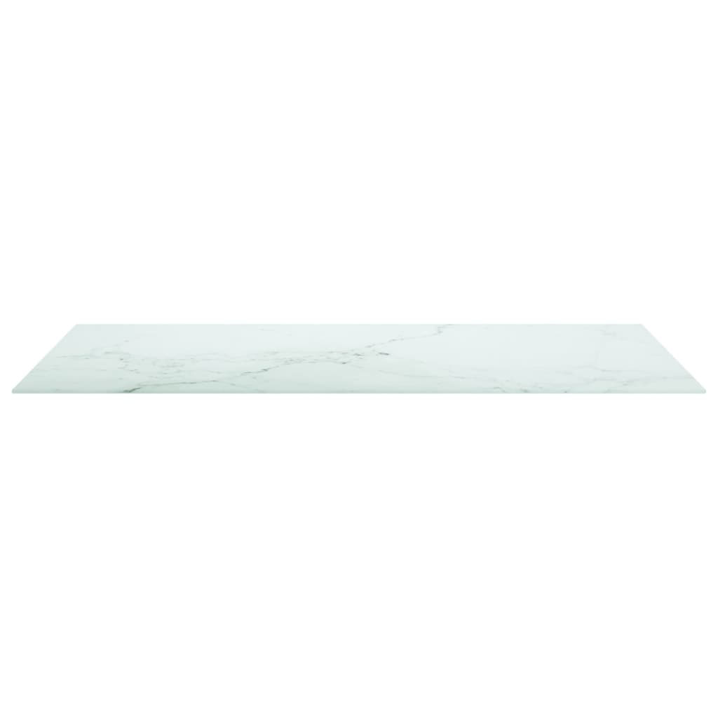 Bordsskiva vit 120x65 cm 8 mm härdat glas med marmortextur