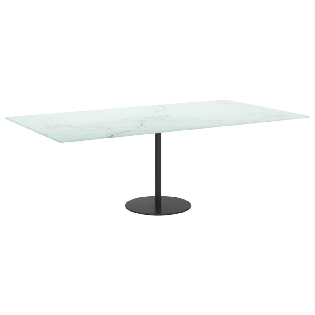 Bordsskiva vit 120x65 cm 8 mm härdat glas med marmortextur