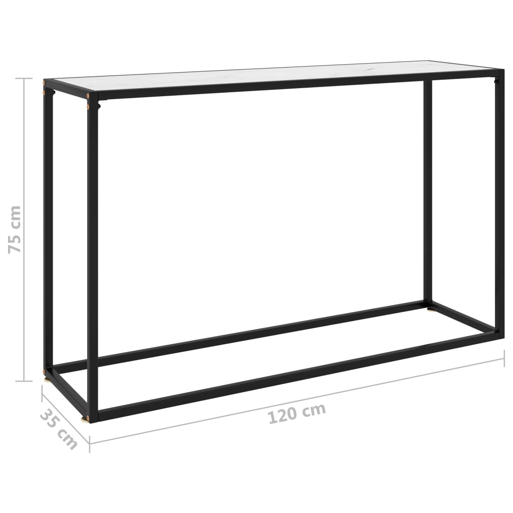 Konsolbord vit 120x35x75 cm härdat glas