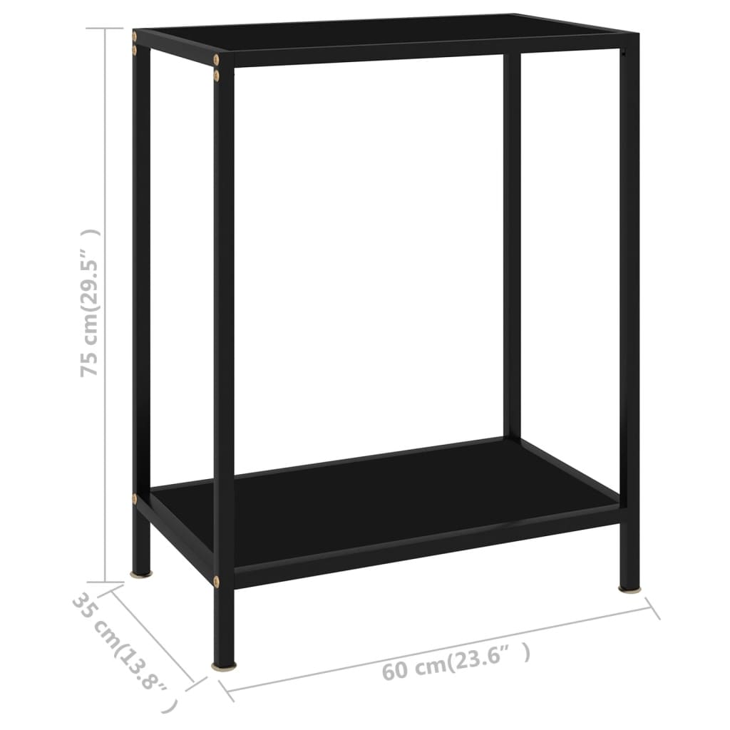 Konsolbord svart 60x35x75 cm härdat glas