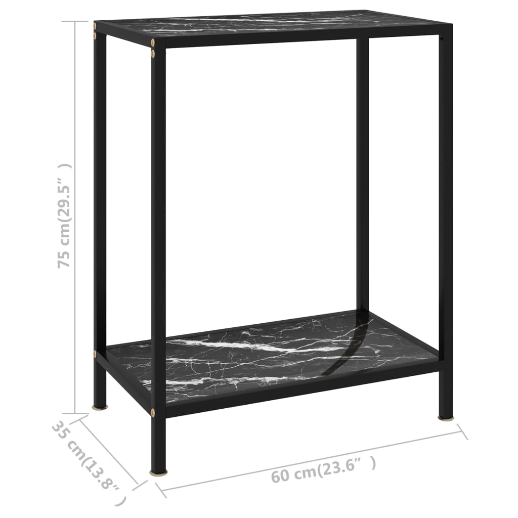 Konsolbord svart 60x35x75 cm härdat glas