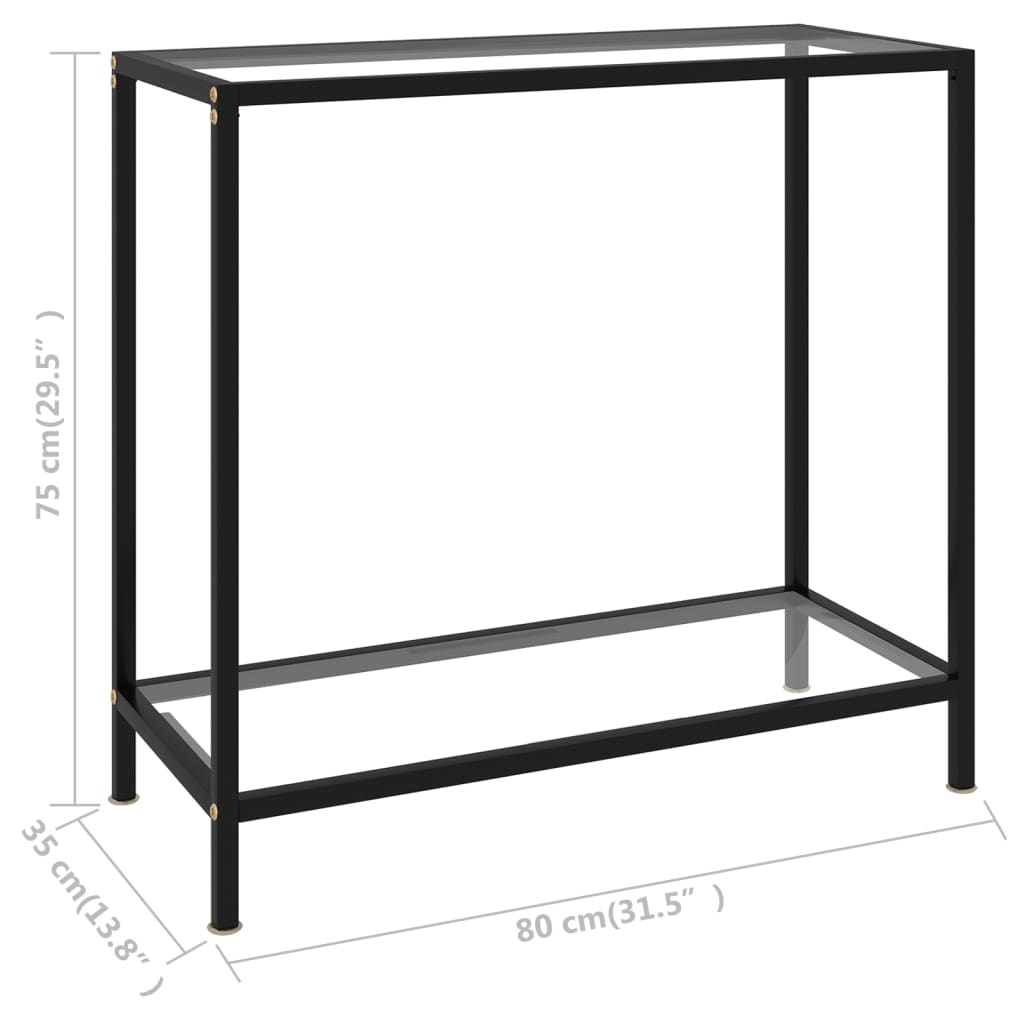 Konsolbord transparent 80x35x75 cm härdat glas