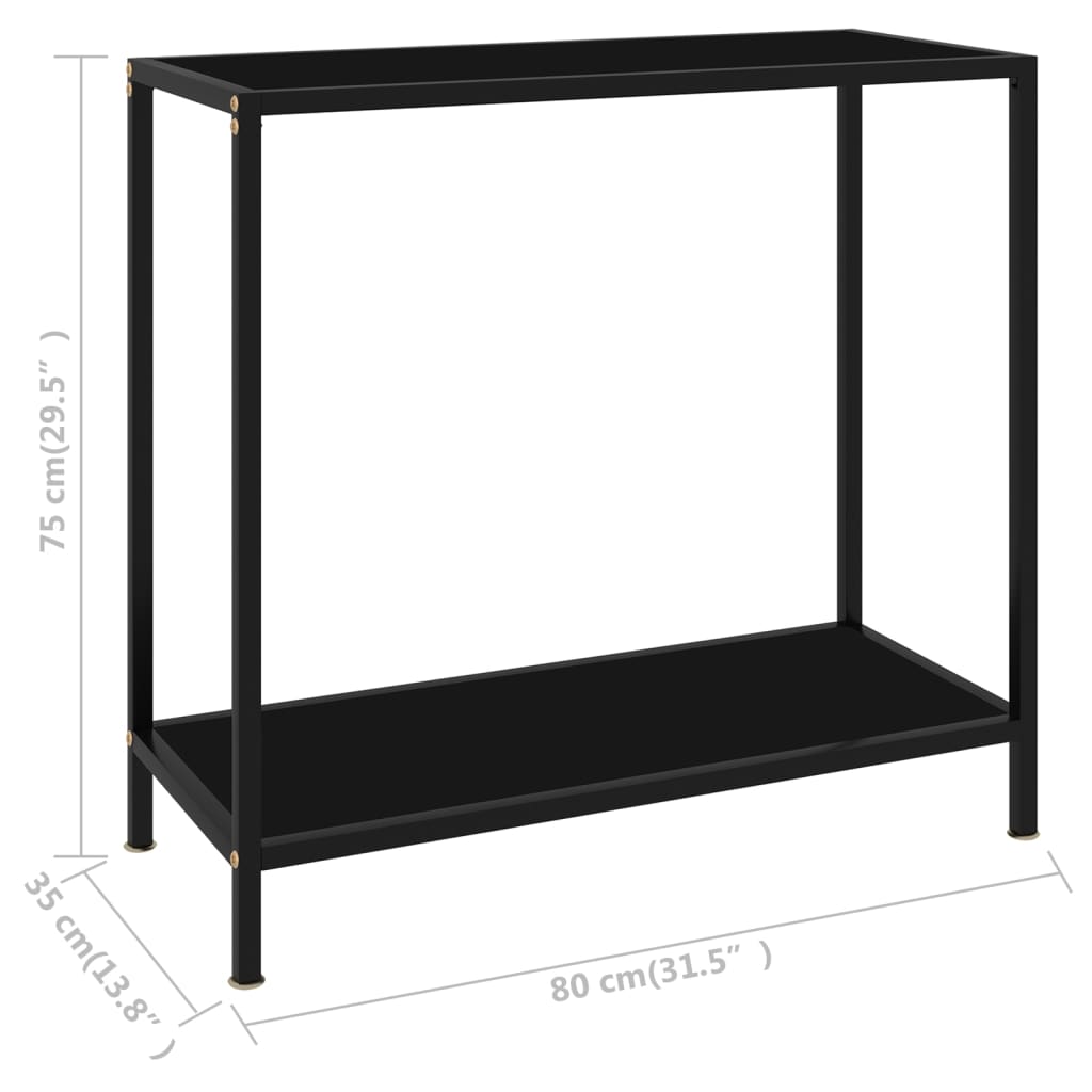 Konsolbord svart 80x35x75 cm härdat glas