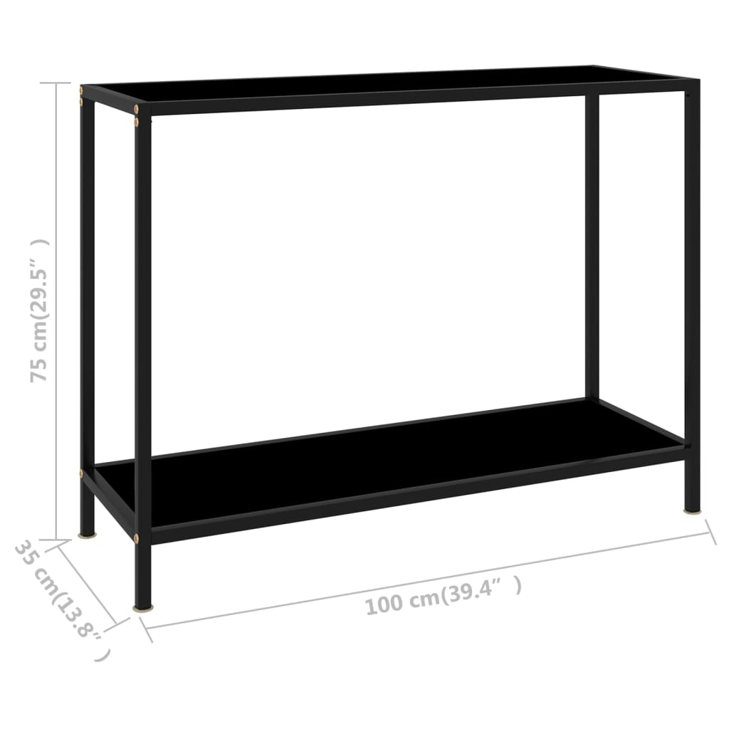 Konsolbord svart 100x35x75 cm härdat glas