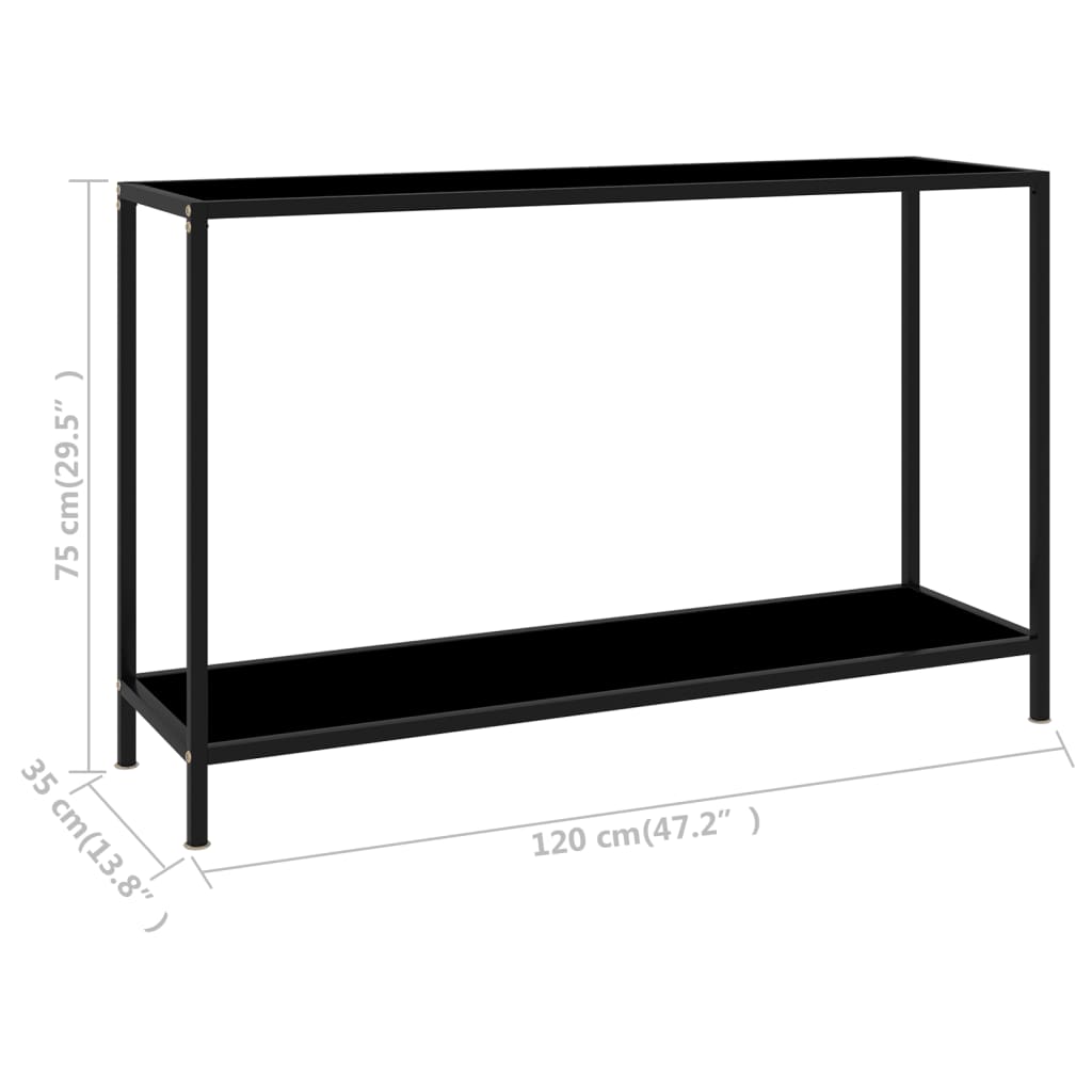 Konsolbord svart 120x35x75 cm härdat glas