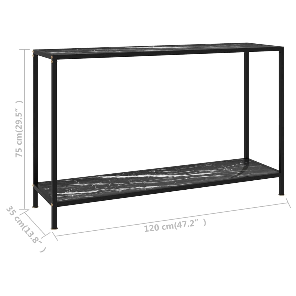 Konsolbord svart 120x35x75 cm härdat glas