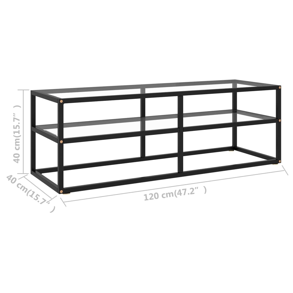 Tv-bänk svart med härdat glas 120x40x40 cm