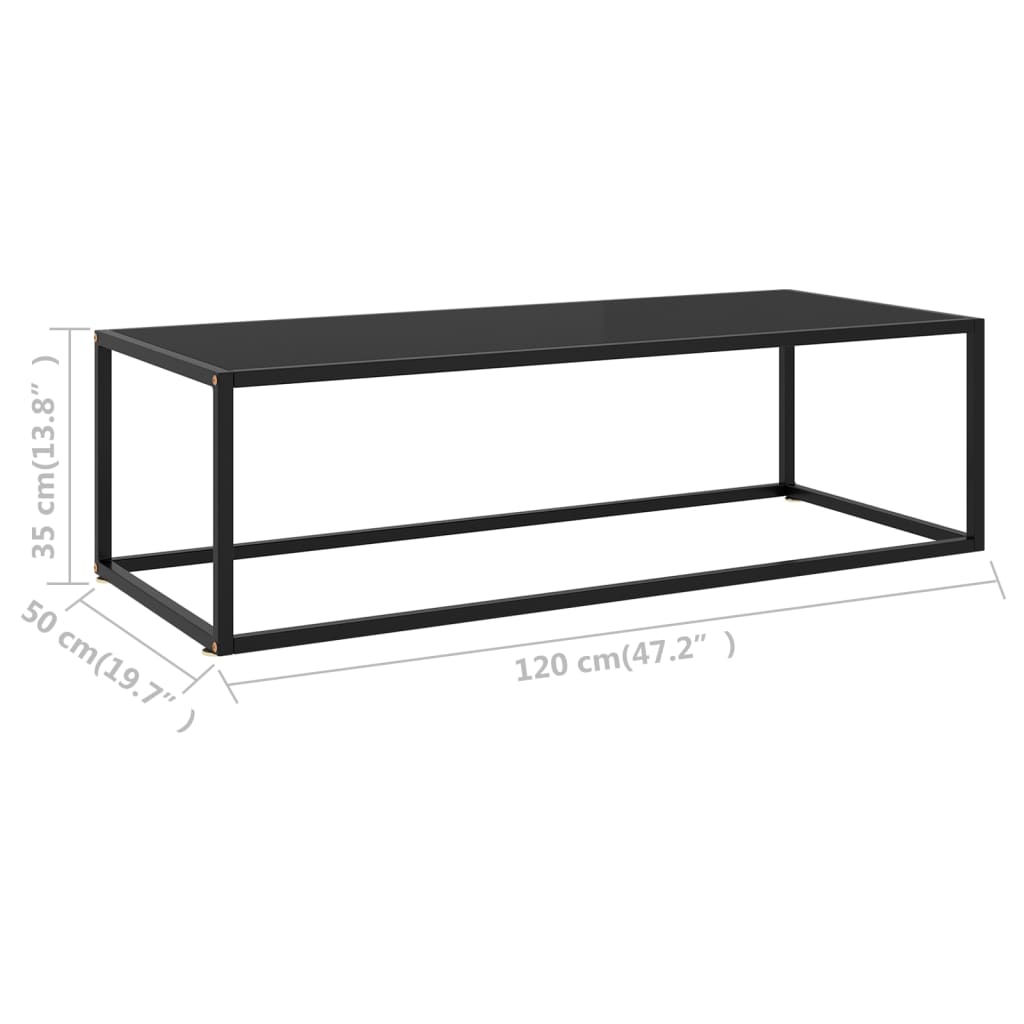 Soffbord svart med svart glas 120x50x35 cm