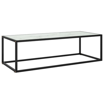 Soffbord svart med vit marmor glas 120x50x35 cm