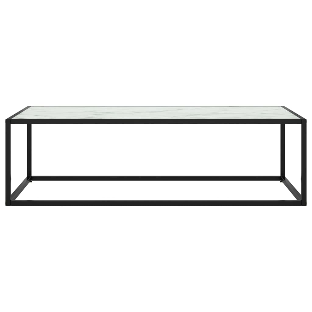 Soffbord svart med vit marmor glas 120x50x35 cm