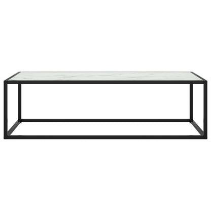 Soffbord svart med vit marmor glas 120x50x35 cm