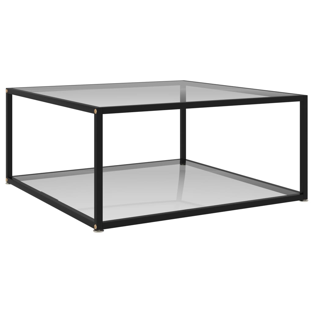 Soffbord genomskinligt 80x80x35 cm härdat glas