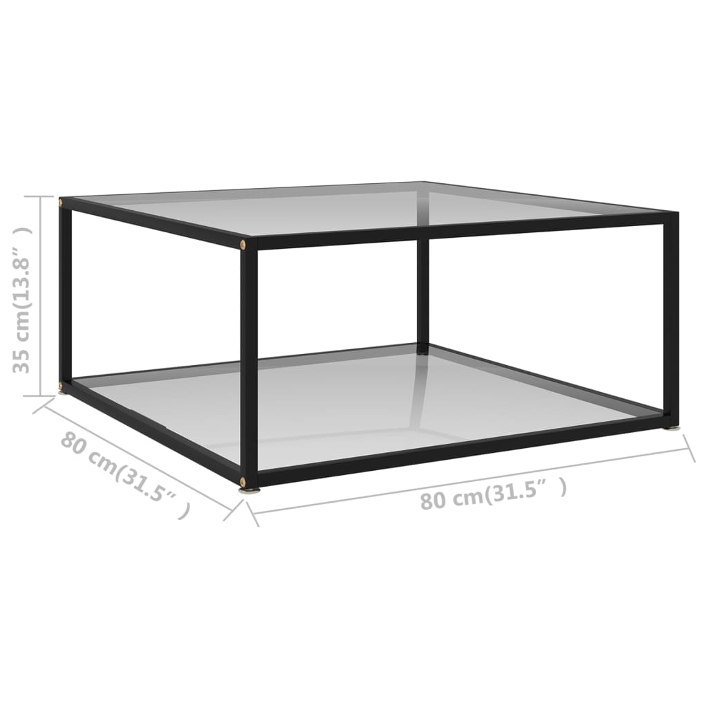 Soffbord genomskinligt 80x80x35 cm härdat glas