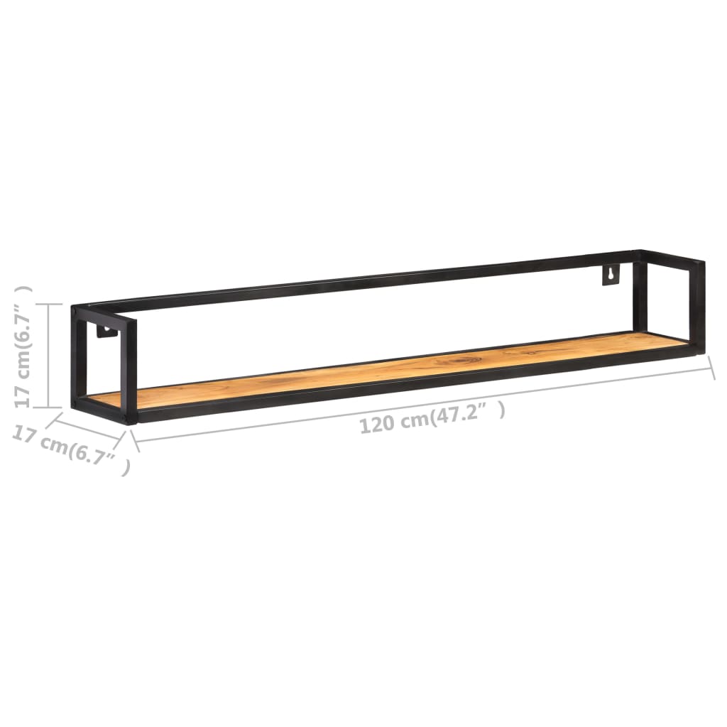 Vägghyllor 2 st 120 cm massivt akaciaträ