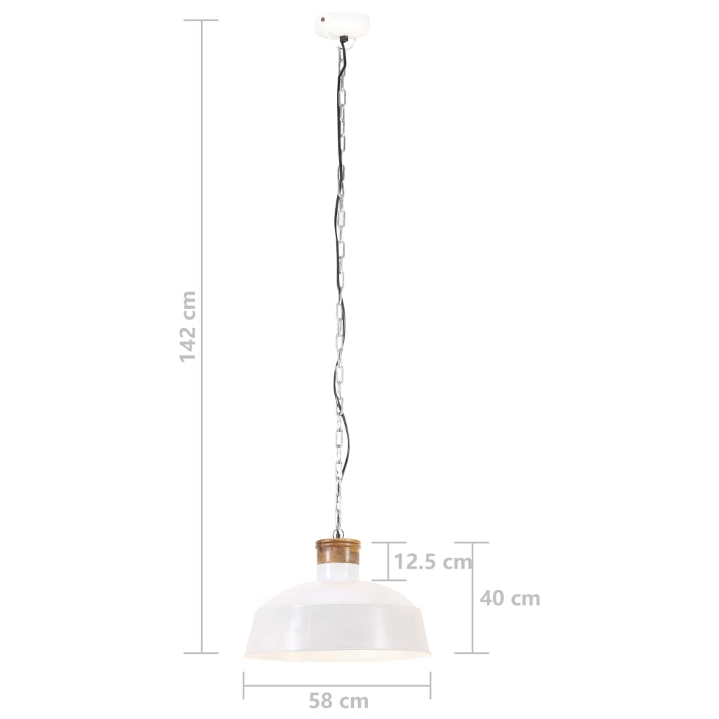 Hänglampa industriell 58 cm vit E27