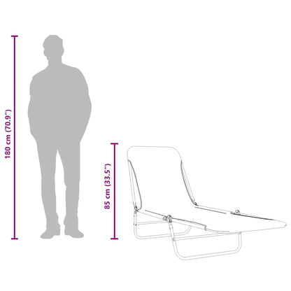 Hopfällbara solsängar 2 st stål och tyg bladmönster
