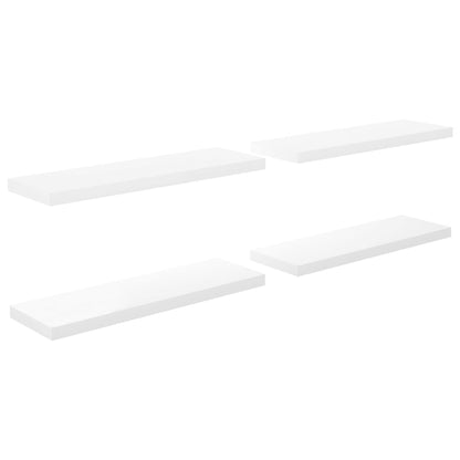 Svävande vägghyllor 4 st vit högglans 80x23,5x3,8 cm MDF