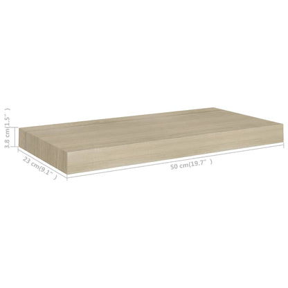 Svävande vägghyllor 4 st ek 50x23x3,8 cm MDF