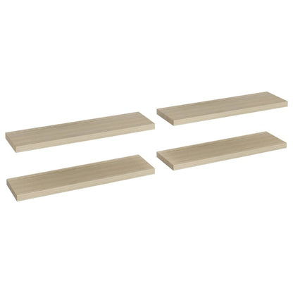 Svävande vägghyllor 4 st ek 90x23,5x3,8 cm MDF