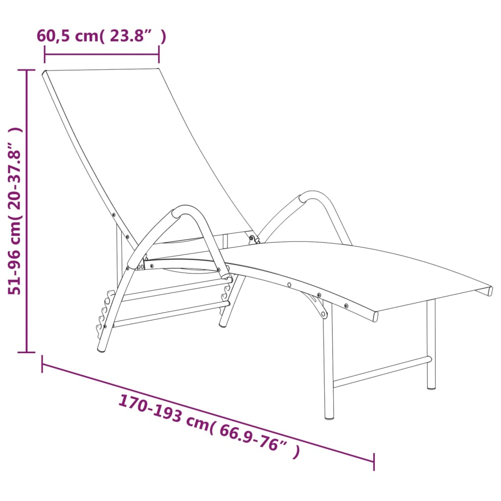 Solsäng textilen och aluminium taupe