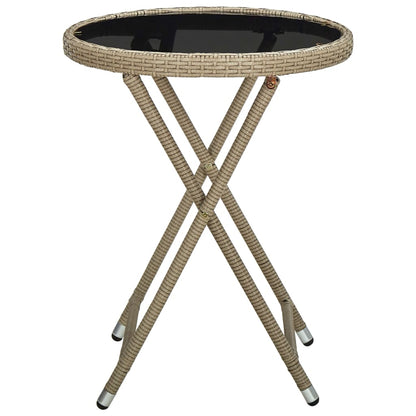 Soffbord beige 60 cm konstrotting och härdat glas