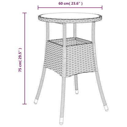 Trädgårdsbord Ø60x75 cm härdat glas och konstrotting grå