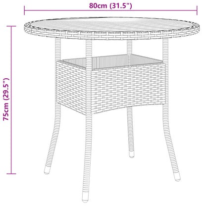 Trädgårdsbord Ø80x75 cm akaciaträ och konstrotting svart