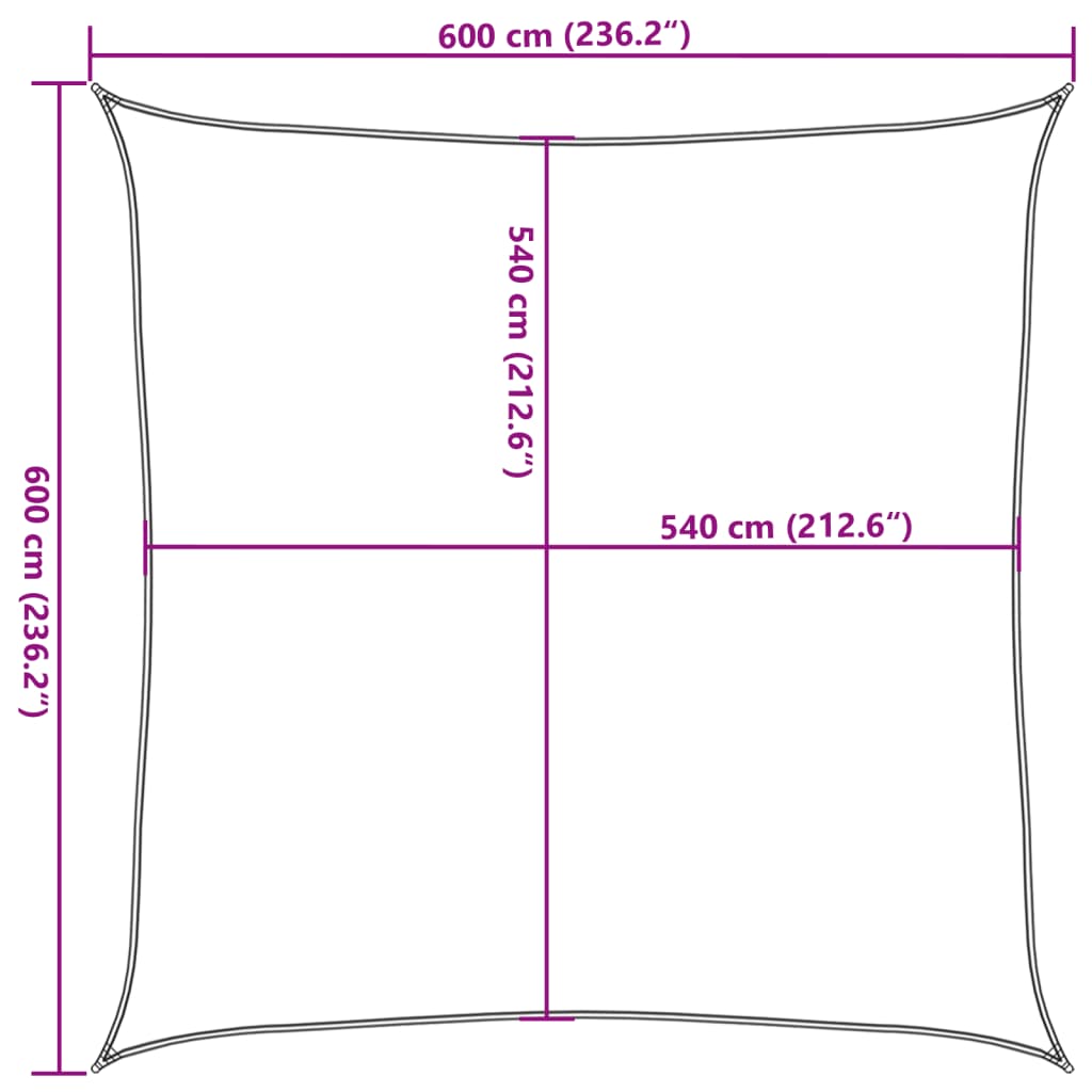 Solsegel 160 g/m² antracit 6x6 m HDPE