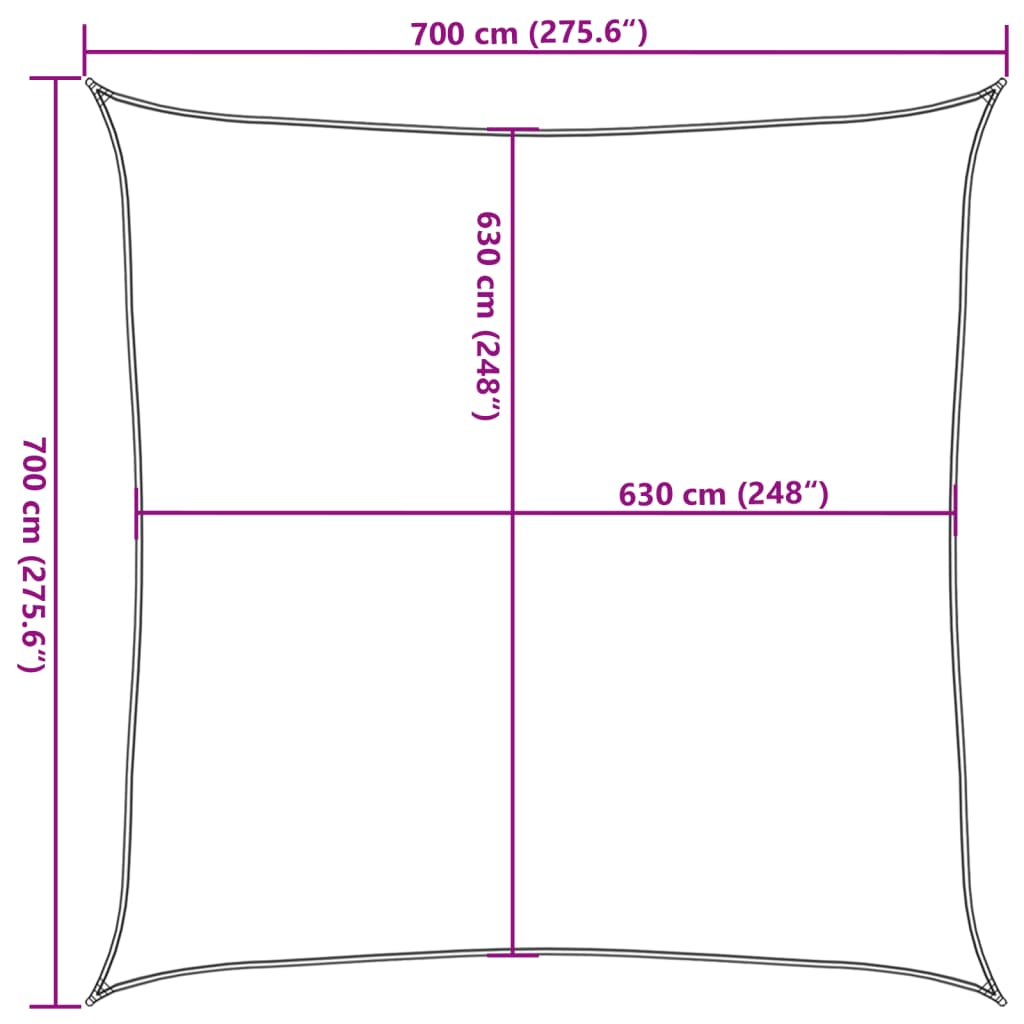 Solsegel 160 g/m² antracit 7x7 m HDPE