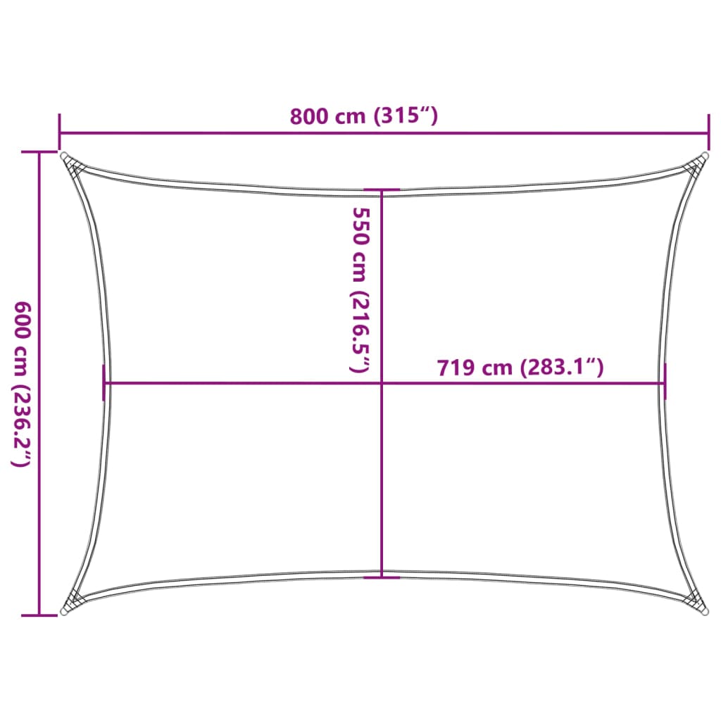 Solsegel 160 g/m² antracit 6x8 m HDPE