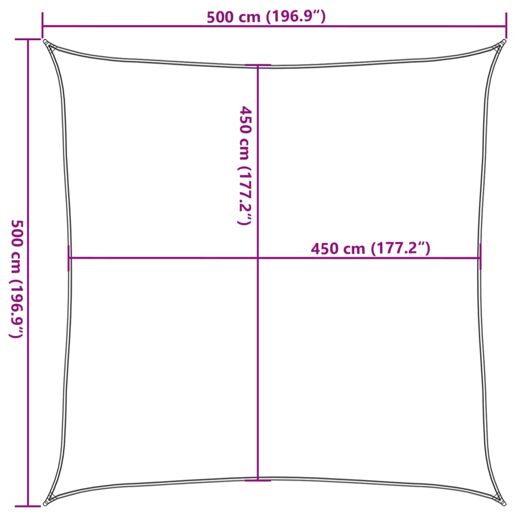 Solsegel 160 g/m² fyrkantig blå 5x5 m HDPE