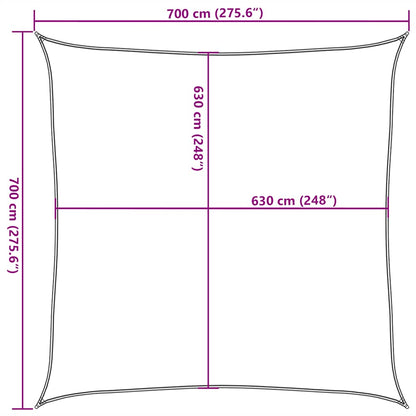 Solsegel 160 g/m² fyrkantig blå 7x7 m HDPE