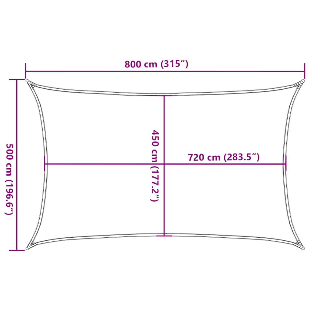 Solsegel 160 g/m² rektangulär gul 5x8 m HDPE