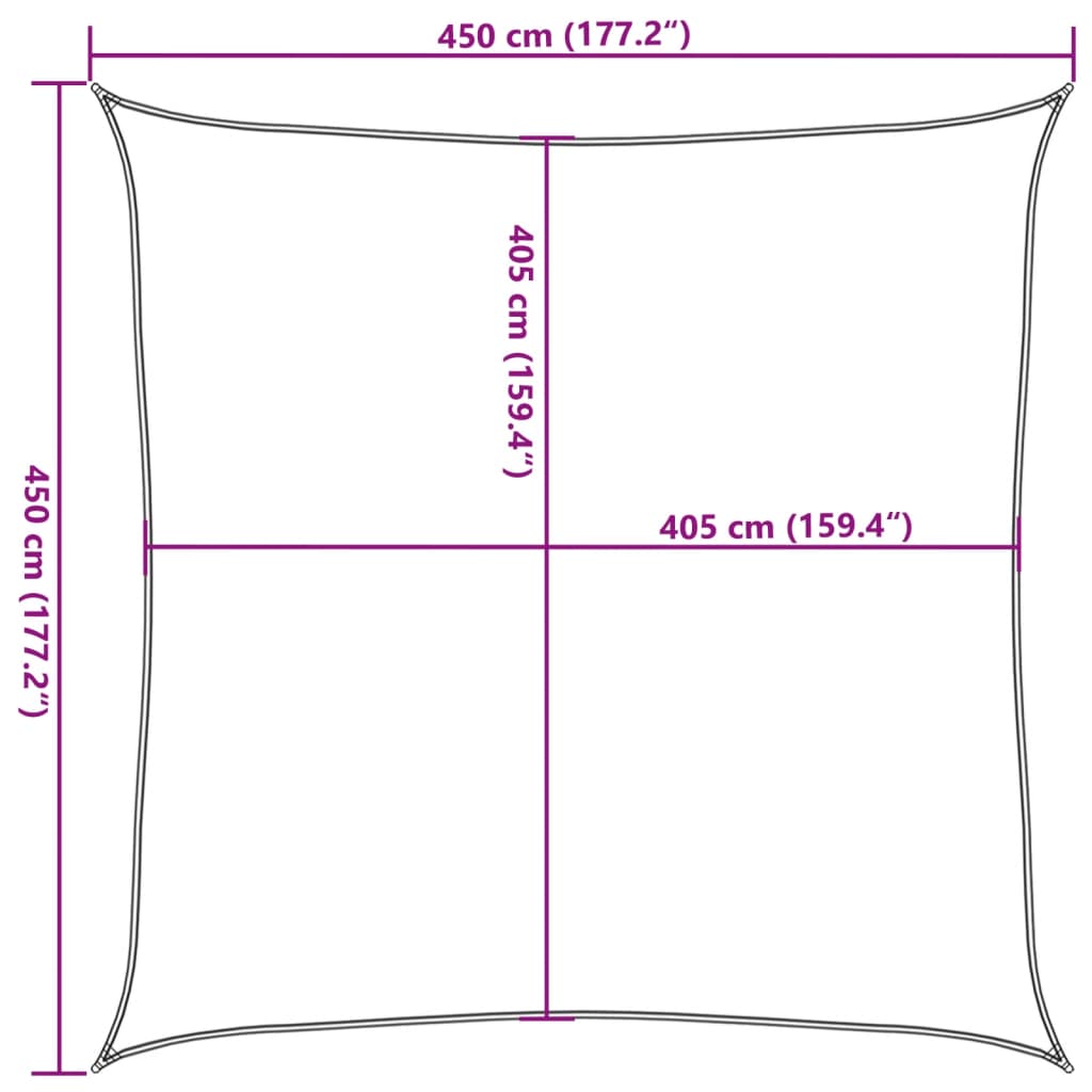 Solsegel 160 g/m² svart 4,5x4,5 m HDPE