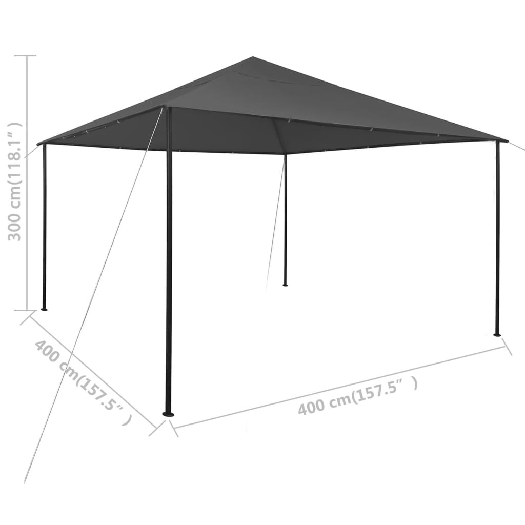 Paviljong 4x4x3 m antracit 180 g/m²