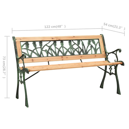 Trädgårdsbänk 122 cm gjutjärn och massivt granträ