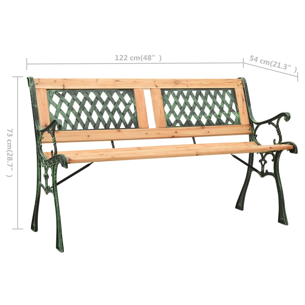 Trädgårdsbänk 122 cm gjutjärn och massivt granträ