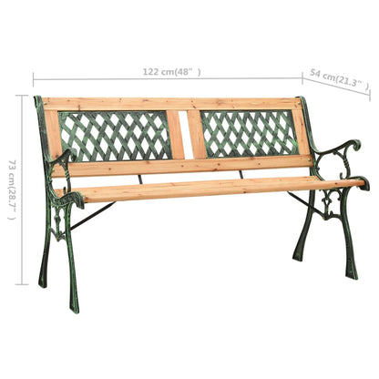 Trädgårdsbänk 122 cm gjutjärn och massivt granträ