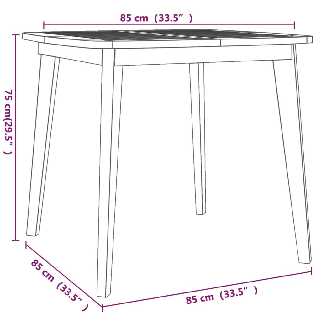 Trädgårdsbord 85x85x75 cm massivt akaciaträ