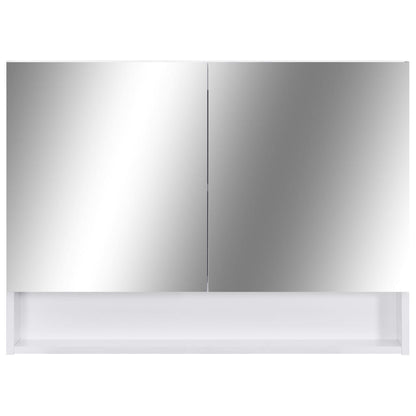 LED-Spegelskåp för badrum vit 80x15x60 cm MDF