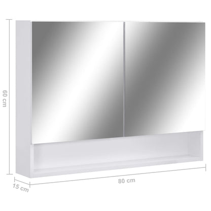 LED-Spegelskåp för badrum vit 80x15x60 cm MDF