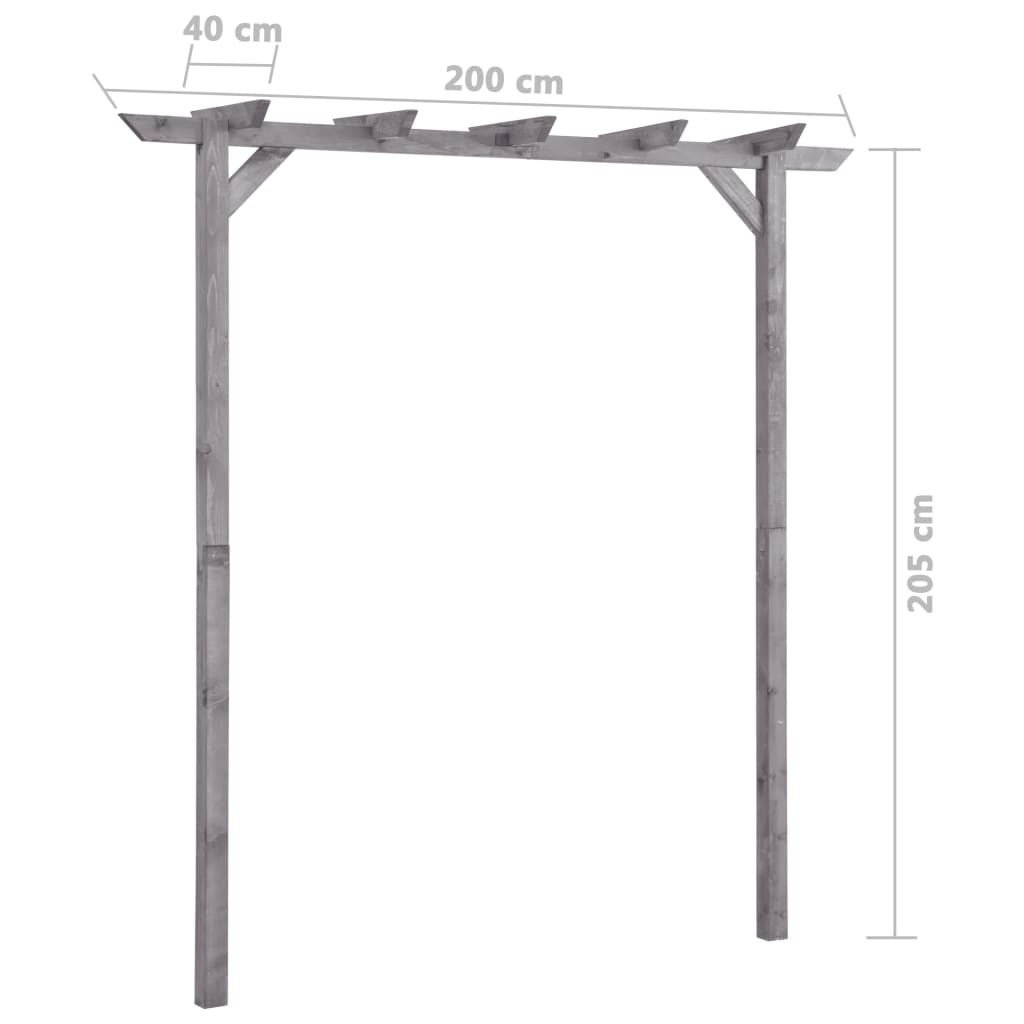 Pergola grå 200x40x205 cm impregnerad furu