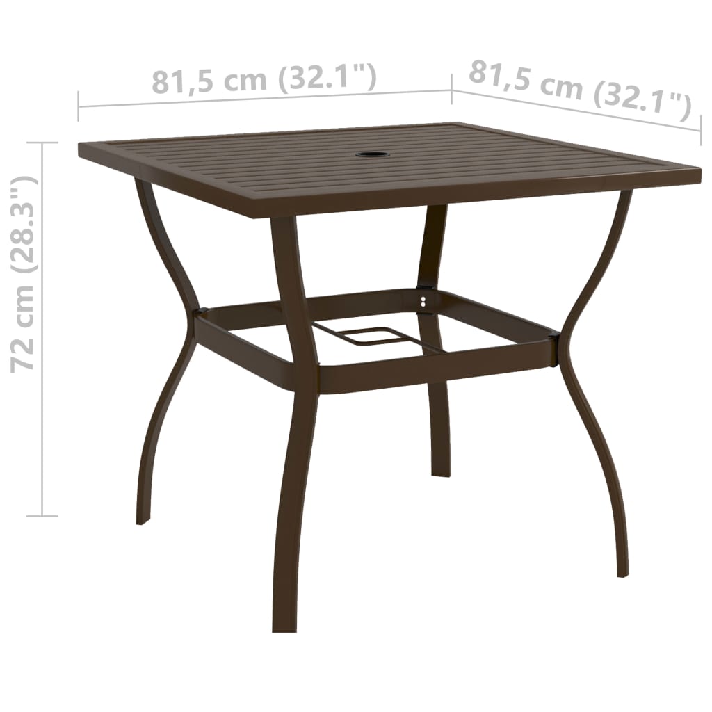 Trädgårdsbord brun 81,5x81,5x72 cm stål