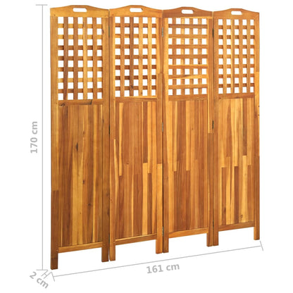 Rumsavdelare 4 paneler 161x2x170 cm massivt akaciaträ