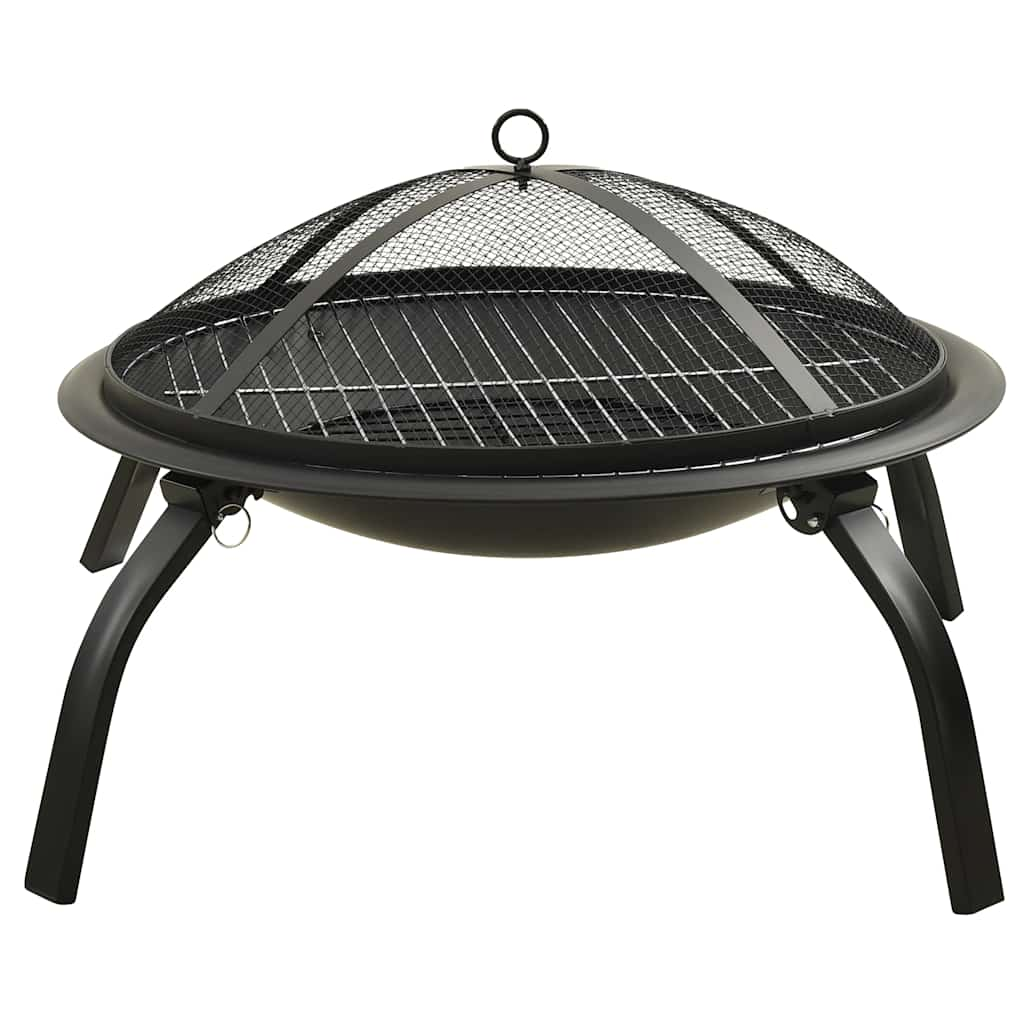 2-i-1 Eldstad med grill och eldgaffel 56x56x49 cm stål