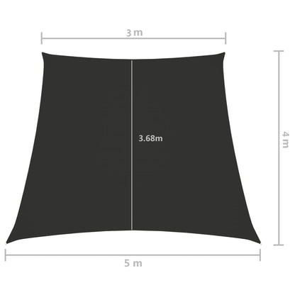 Solsegel oxfordtyg trapets 3/5x4 m antracit