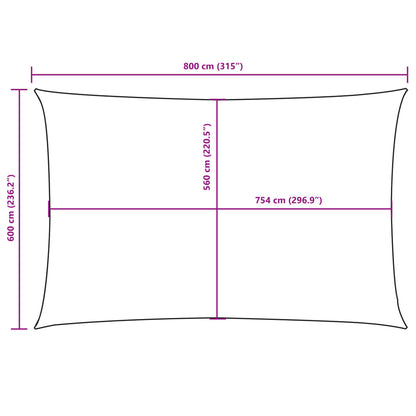Solsegel oxfordtyg rektangulärt 6x8 m beige