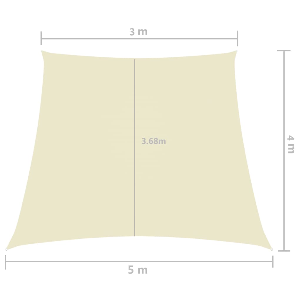 Solsegel oxfordtyg trapets 3/5x4 m gräddvit