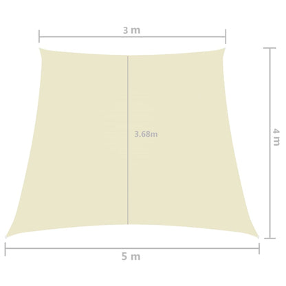 Solsegel oxfordtyg trapets 3/5x4 m gräddvit