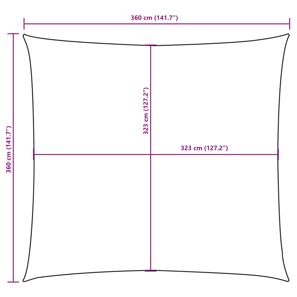 Solsegel Oxfordtyg kvadratiskt 3,6x3,6 m vit